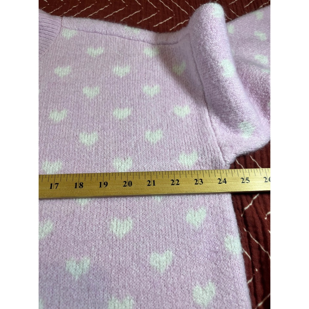 Vince Camuto Lavender Hearts Sweater Knit Pullover Long Sleeve Size M - Picture 7 of 8